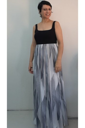 Mertcan Butik White Black Patterned 6-Piece Combed Viscose Skirt