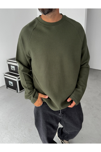 BYBASICMAN Khaki Waffle Basic Sweatshirt Hm-0011