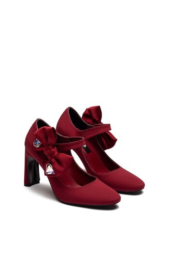 Dedos Special Design Bow and Gemstone Women's Nubuck Evening Dress Shoes 3125