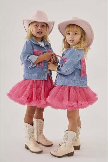 Pinkitokids Girl's Tutu Skirt and Denim Jacket Set