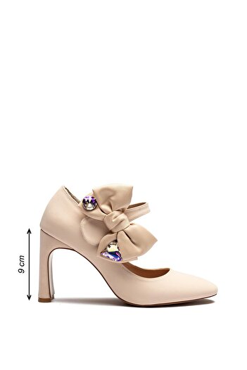 Dedos Special Design Bow and Gemstone Women's Nubuck Evening Dress Shoes 3125