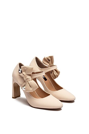 Dedos Special Design Bow and Gemstone Women's Nubuck Evening Dress Shoes 3125
