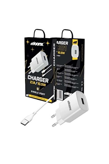 Poro Online Moonx MC 01 Charger with iPhone Cable 2.1A 10.5W 1xUSB White