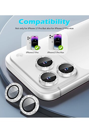 Dexmon iPhone 17 Pro / 17 Pro Max Compatible Shiny Gemstone Camera Lens Protector Set of 3 Stylish Durable Coating