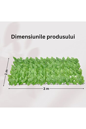 Bukino Decorative Artificial Hedge, Green Leaves, 3m x 1m, Light Green