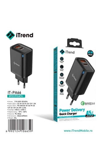 itrend PA 66 45W 3.0 QC PD USB Phone Charging Adapter