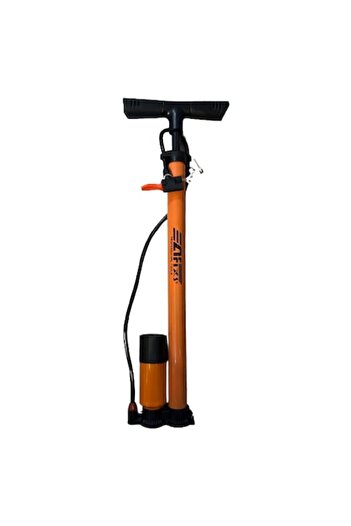 AFIXS Manual air pump with pressure gauge, 11 bar, professional, orange, 3 adapters