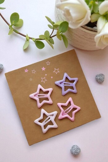 Lynare 4-Piece Pastel Color Star Snap Buckle 3cm