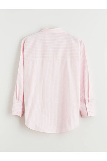 LC Waikiki Lcw vision pink striped Oversized women's shirt