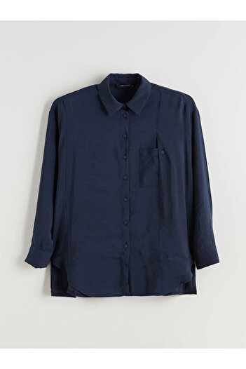 LC Waikiki Lcwaikiki classic navy blue modal blended women's shirt