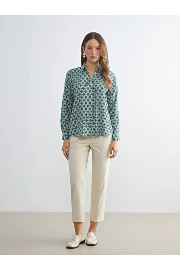 LC Waikiki Lcwaikiki Classic Green Patterned Women's Shirt