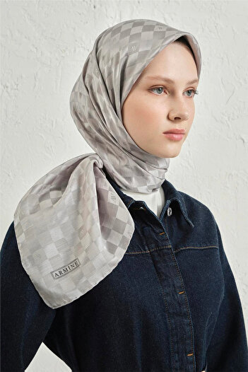 Armine Jacquard Silk Cotton Checker Scarf - 4464 22