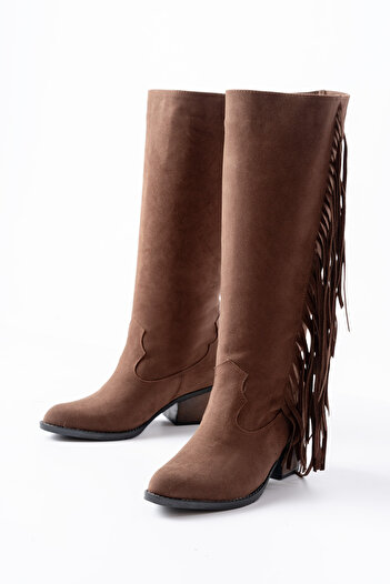 SEEM & BE Matilda Tassel Detailed Western Women's Cowboy Brown Pull-On Boots