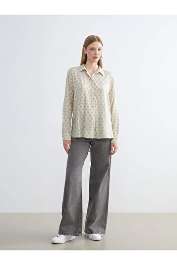 LC Waikiki Lcwaikiki Classic Beige Patterned Women's Shirt