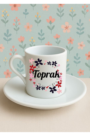 BASKIBAZAR Since 2020 Toprak Printed Name Printed Turkish Coffee Cup