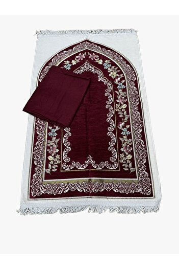 Gerenic Prayer rug set with open prayer sheet (prayer cover) rose cool fabric