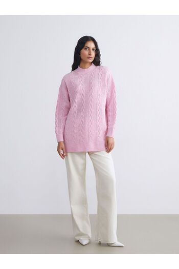 LC Waikiki Lcw Modest High Neck Self Patterned Women's Knitwear Tunic
