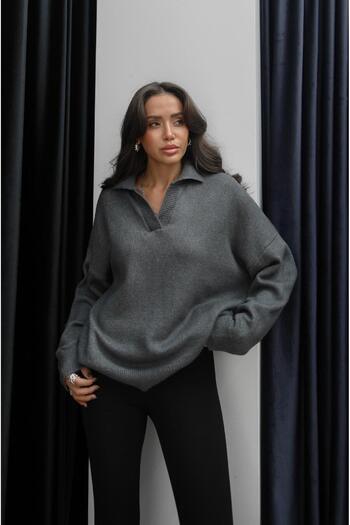 Havoş Smoked Divoff Polo Neck Basic Sweater