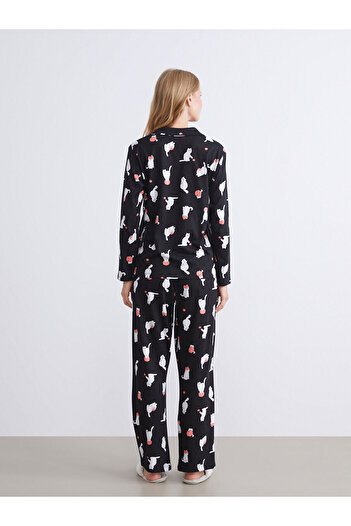LC Waikiki Gömlek Yaka Baskılı Kadın Pijama