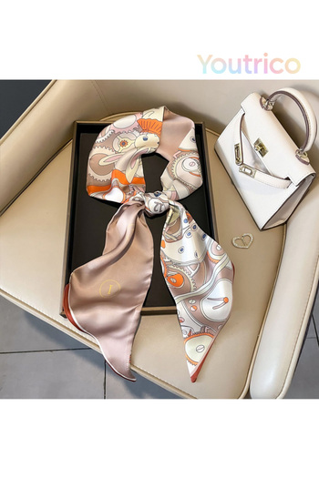 Youtrico Patterned silk scarf,Double Sided Headband&neckerchief,Autumn&winter atmosphere