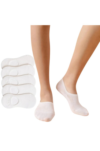 Fstyle Plain white socks, set of 5 pairs