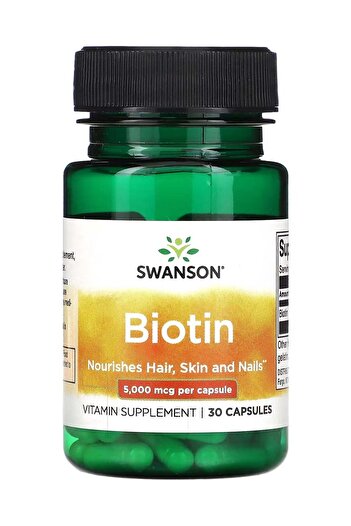 SWANSON , Biotin, 5000 mcg, 30 Capsules