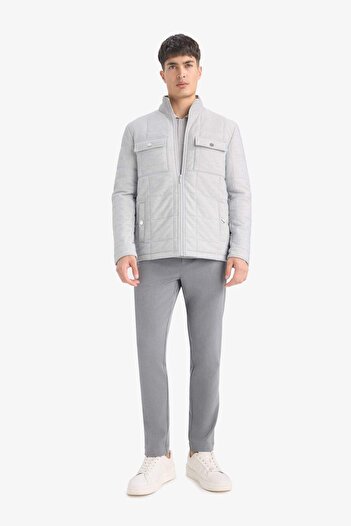 DeFacto Slim Fit Slim Fit Stand Collar Lined Zipper Pocket Winter Puffer Combed Cotton Coat E7888Ax25Au