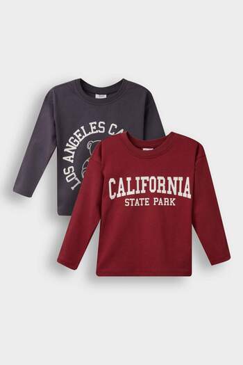 DeFacto Baby Boy Crew Neck Printed 2-Piece Long Sleeve T-Shirt F3401A525Au