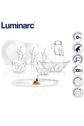 Luminarc Neo Carina Glass Dinner Set, 46 pcs, Hana White