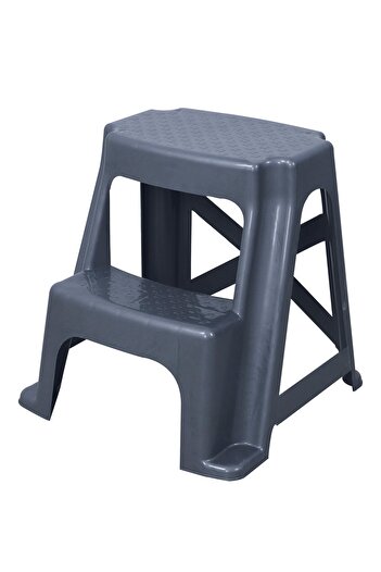 Mandella Durable Plastic Stepped Stool Metalize