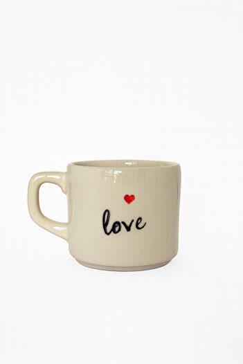 Hausette Ceramic Mug and Saucer with'Love' Written Turkish Coffee, Mug, Turkish Coffee Cup, Cup, Mug