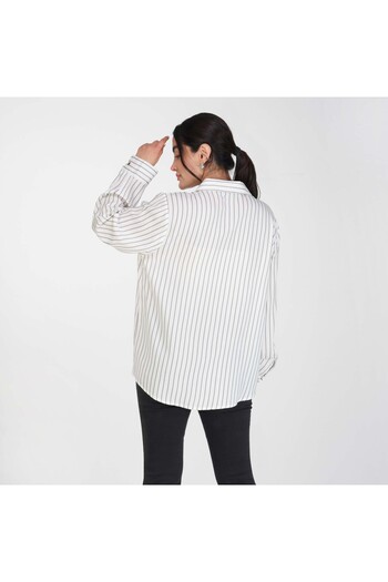 LINELLE Soft Crepe Ladies Shirt – Collar Neck, Full Sleeves and Floral Embroidery.