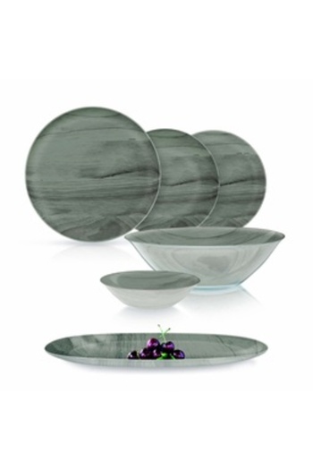 Luminarc Dinner Set Tempered Simply Grey Wood, 26 Pcs, Grey
