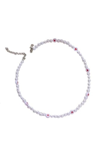 SYGGY Colier Inimioare, tip chocker, cu perle false