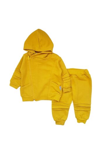 Miniworld - Boy's 2-piece outfit, thick cotton hoodie, Cool boy, age 6-9 months, 74 cm, Yellow