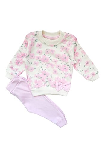 Miniworld - 2-piece cotton girl outfit, floral print, age 12-18 months, 86 cm, Pink
