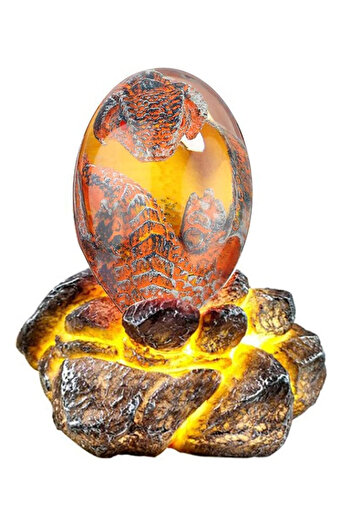 DRAGONX Dragon Lava Egg Figurine with Stand, Transparent, Room Decoration Ornament, 9x6x6 cm, Yellow