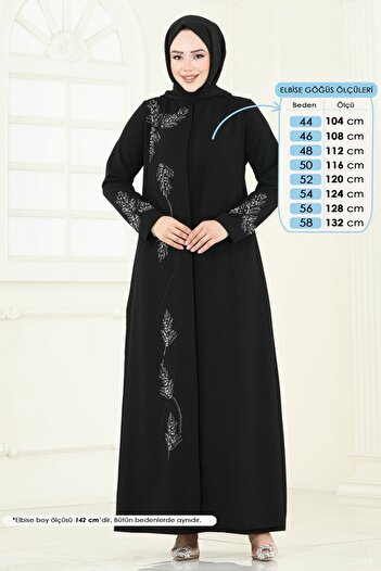 ModaMerve Taş Detay Abiye Elbise 2005OZT1013-MS Siyah