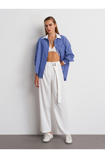 Dilvin 72189 Belted Trousers-White