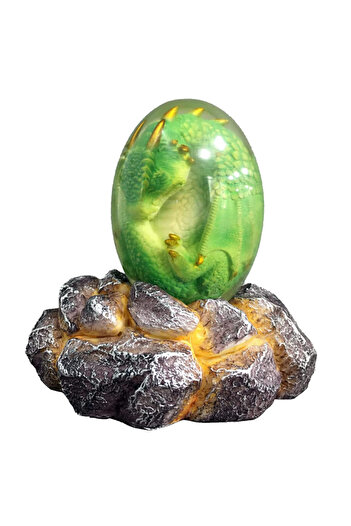 No branded Dragon Lava Egg Figurine with Stand, Transparent, Room Decoration Ornament, 9x6x6 cm, Green