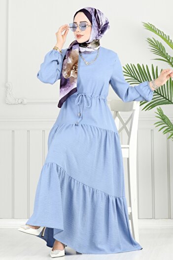 ModaMerve Tiered Skirt Sofia Dress 025Mr1078-Ms Light Baby Blue