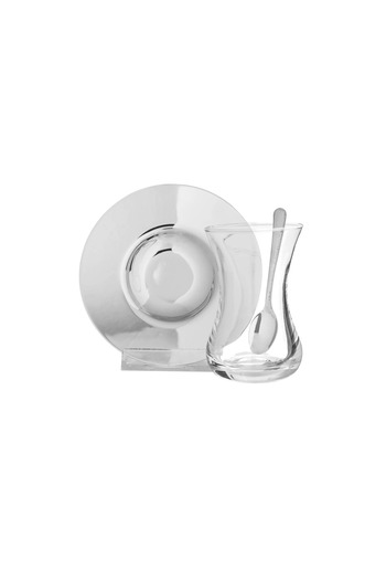 casa rosa 18 piece glass tea set with stainless steel saucer