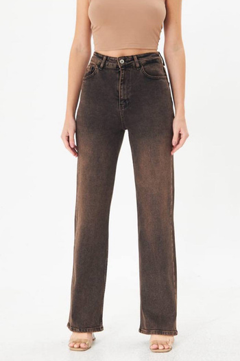 Denim Republic Women's Brown Full Leght Cut Jeans Denim Lycra