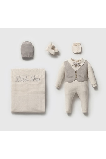 Nipperland 100% Organic Cotton Baby Boy Little One Knitwear 5-Piece Set Hospital Release 0-3 Months Newborn