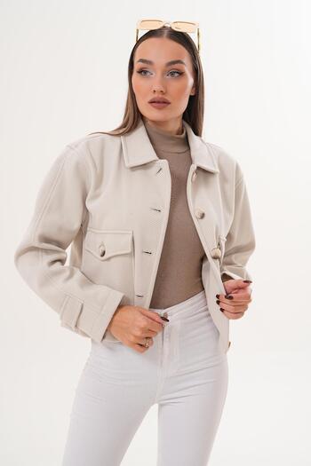 ŞİMAL Women's Pocketed Button Closure Jacket 255387 -