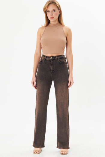 Denim Republic Women's Brown Full Leght Cut Jeans Denim Lycra