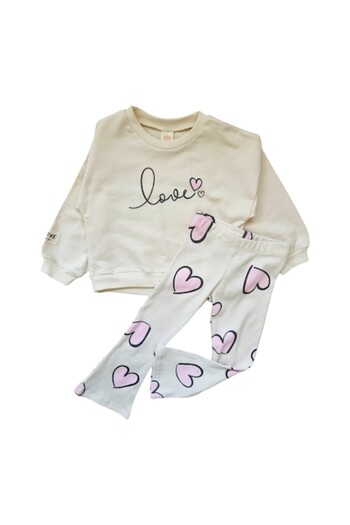 Miniworld Girls' cotton outfit with Printed , flared pants, age 7 years, 122 cm, Multicolor