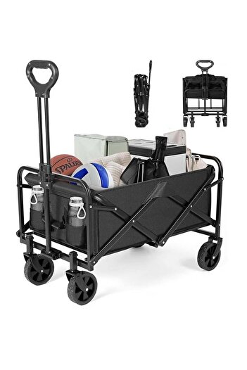 AGD Multi-purpose folding shopping and camping cart with removable canvas and sturdy metal frame (35