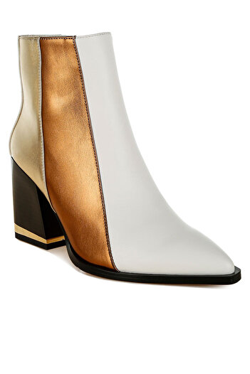 london Rag Women Three Tone Block Heel Boots in Off White