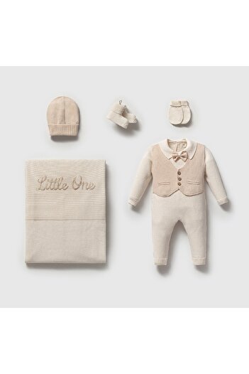 Nipperland 100% Organic Cotton Baby Boy Little One Knitwear 5-Piece Set Hospital Release 0-3 Months Newborn